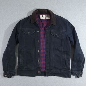 Burton Analog AG Denim Trucker Jacket Size Large Flannel Lined Black Y2K 1990s